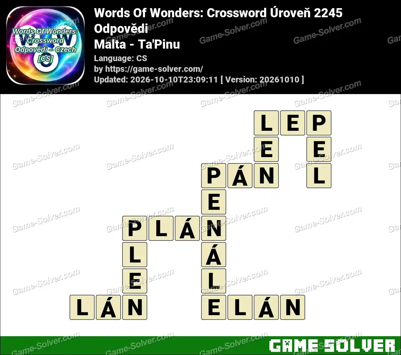 Words Of Wonders: Crossword Úroveň 2245 Odpovědi – Malta – Ta’Pinu